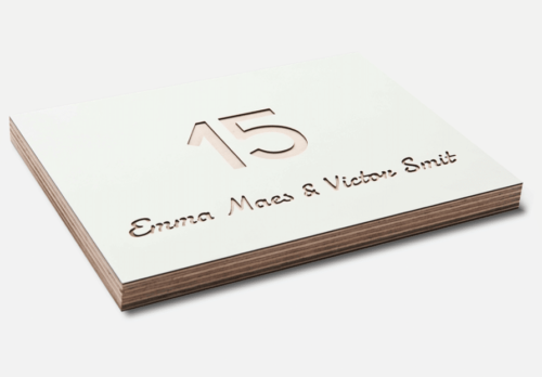 Wit Naambord van hout - Naambordje van hout - Naamplaatje van hout